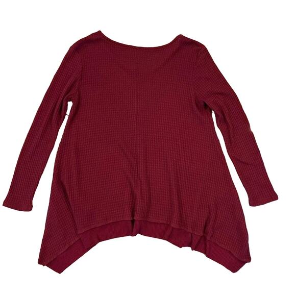 Altar'd State Maroon/Burgundy Waffle Knit Asymmetrical Top/Tunic - SIZE SMALL - Picture 5 of 8